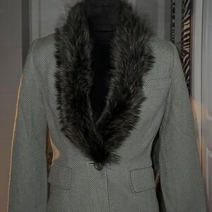 Elegant Christin Dior Wool & Fur Collar Women's Coat